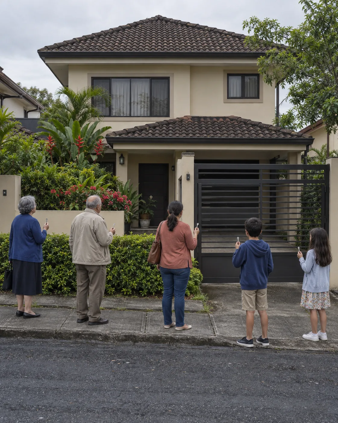 Cinco herederos frente a la casa que quedó en copropiedad